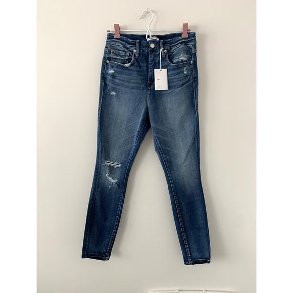 NEW Good American Good Legs Crop Distressed Jeans Size 8 / 29 - Picture 1 of 4